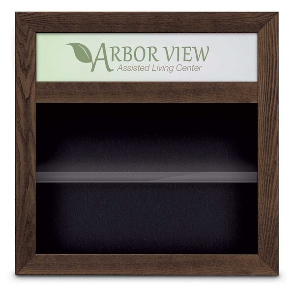 Outdoor Enclosed Combo Board, 42"x32", Satin Frame/Black Porc & Amethyst